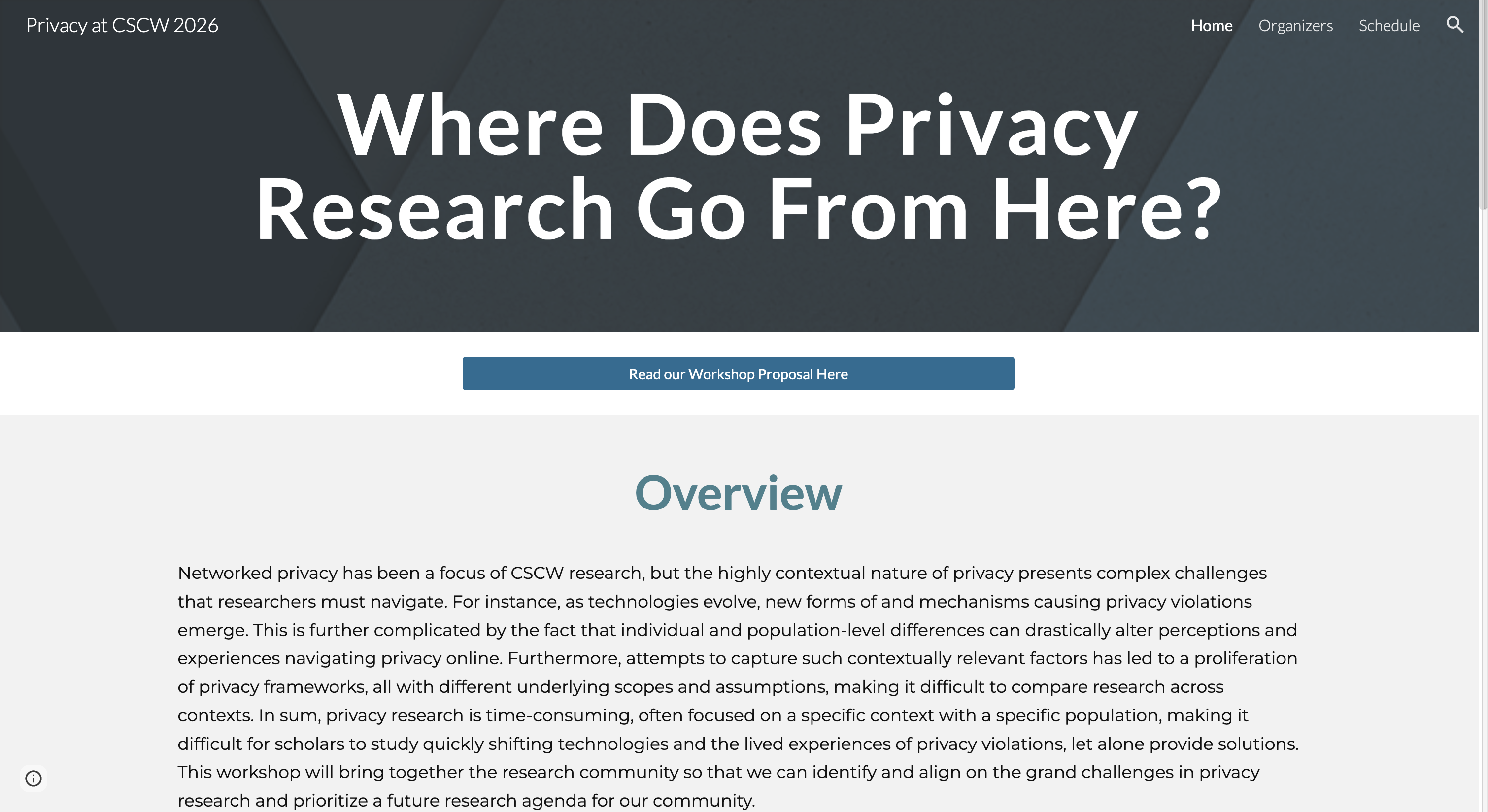 CSCW 2026 Privacy Workshop